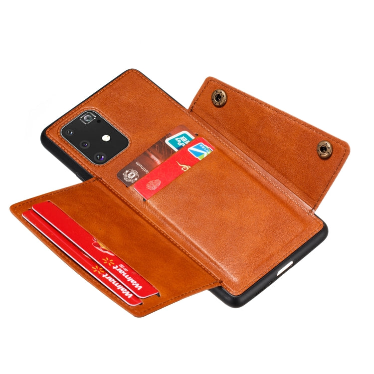 For Galaxy A91 / M80s PU + TPU Shockproof Magnetic Protective Case with Card Slots