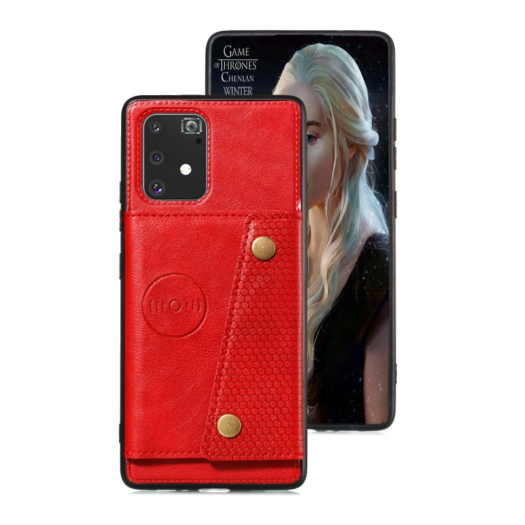 For Galaxy A91 / M80s PU + TPU Shockproof Magnetic Protective Case with Card Slots