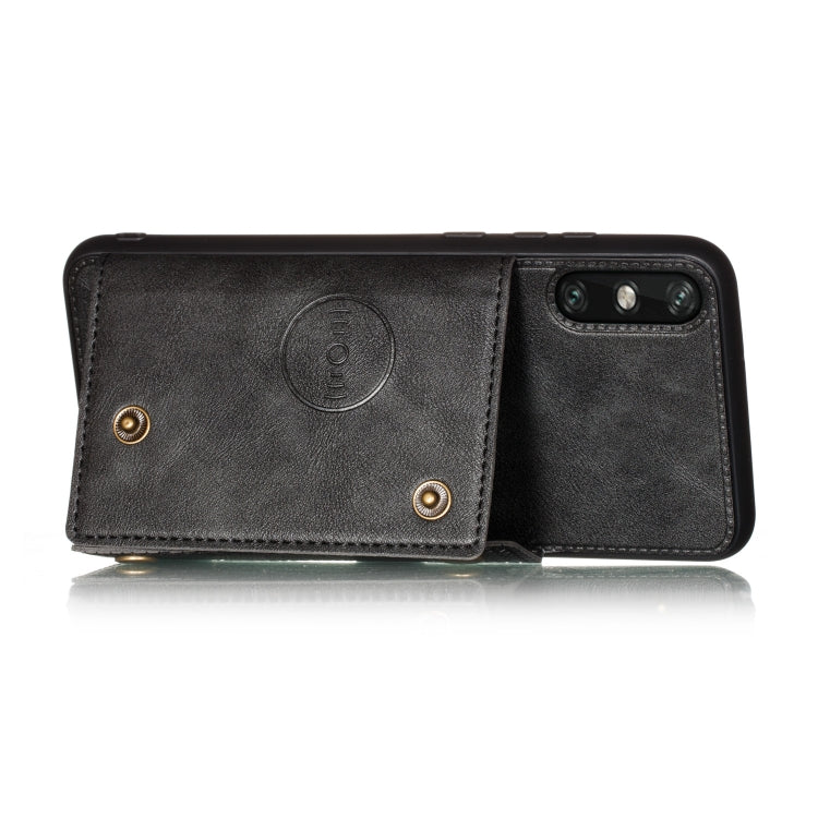 For Huawei Enjoy 10e PU + TPU Shockproof Magnetic Protective Case with Card Slots