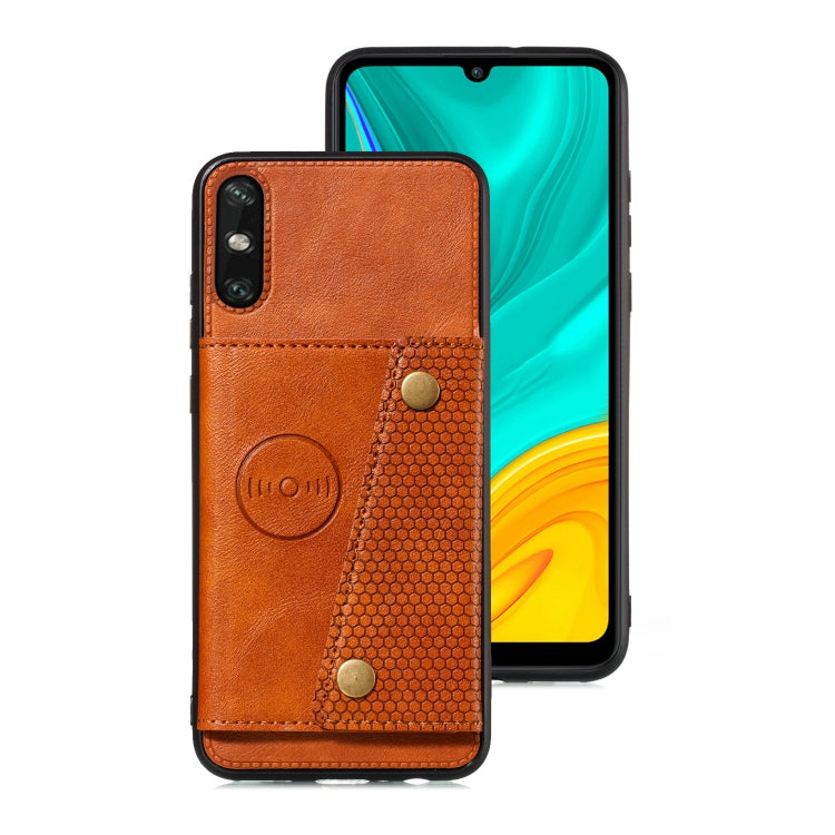 For Huawei Enjoy 10e PU + TPU Shockproof Magnetic Protective Case with Card Slots