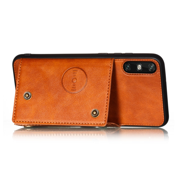 For Huawei Enjoy 10e PU + TPU Shockproof Magnetic Protective Case with Card Slots