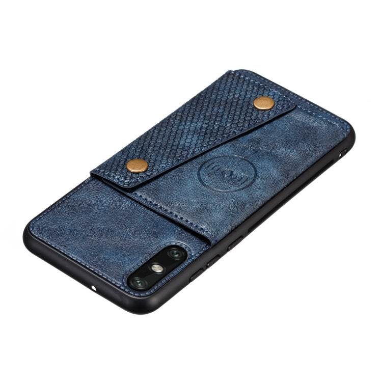 For Huawei Enjoy 10e PU + TPU Shockproof Magnetic Protective Case with Card Slots