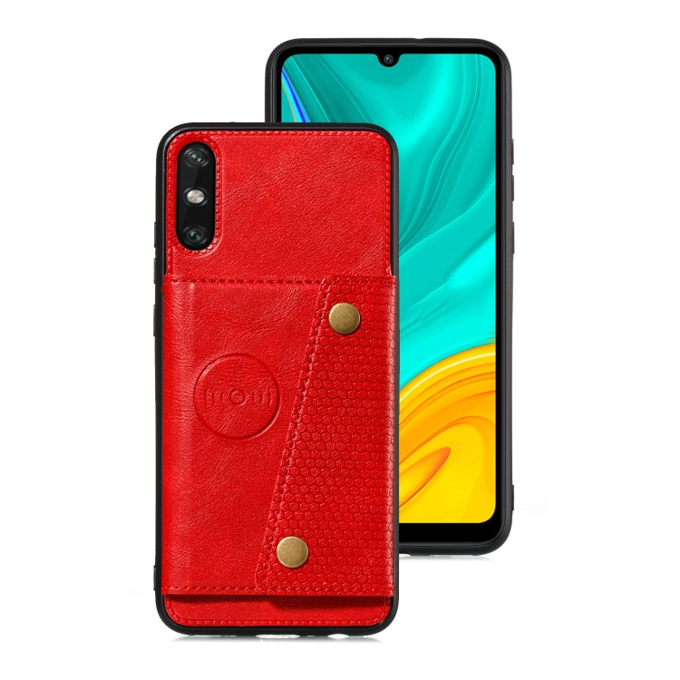 For Huawei Enjoy 10e PU + TPU Shockproof Magnetic Protective Case with Card Slots