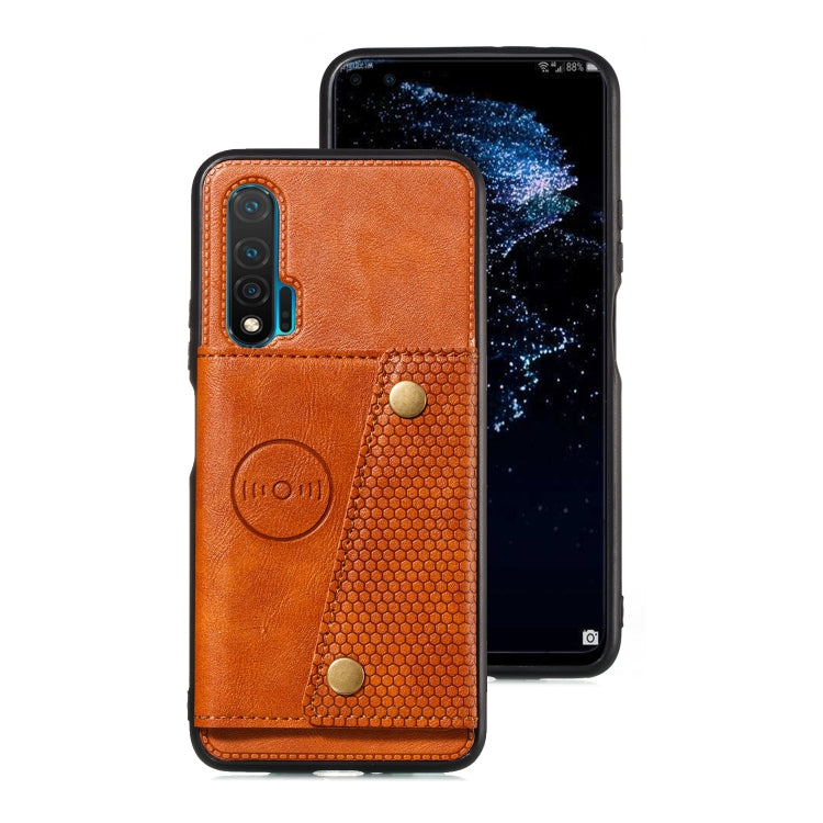 For Huawei Nova 6 PU + TPU Shockproof Magnetic Protective Case with Card Slots