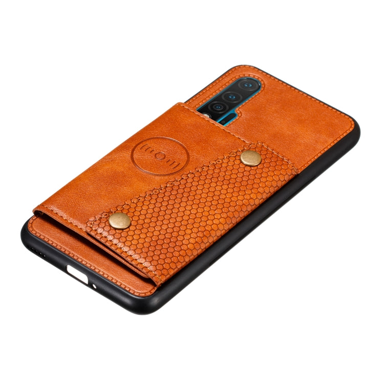 For Huawei Nova 6 PU + TPU Shockproof Magnetic Protective Case with Card Slots