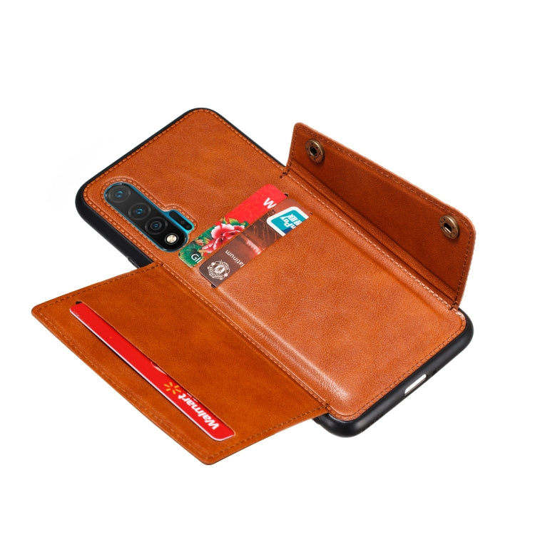 For Huawei Nova 6 PU + TPU Shockproof Magnetic Protective Case with Card Slots