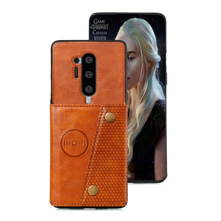 For OnePlus 8 Pro PU + TPU Shockproof Magnetic Protective Case with Card Slots