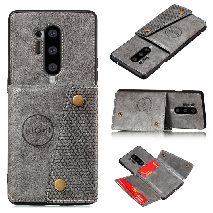 For OnePlus 8 Pro PU + TPU Shockproof Magnetic Protective Case with Card Slots