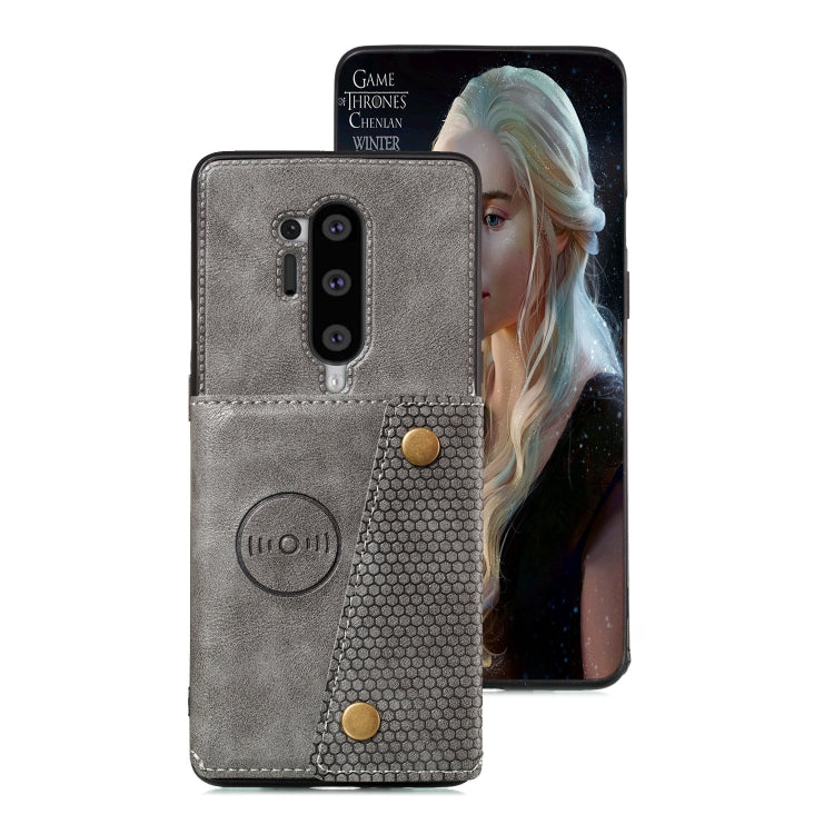 For OnePlus 8 Pro PU + TPU Shockproof Magnetic Protective Case with Card Slots