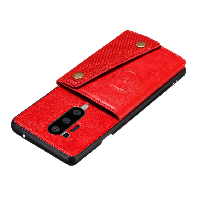 For OnePlus 8 Pro PU + TPU Shockproof Magnetic Protective Case with Card Slots