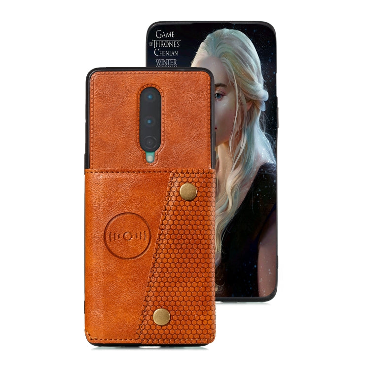 For OnePlus 8 PU + TPU Shockproof Magnetic Protective Case with Card Slots