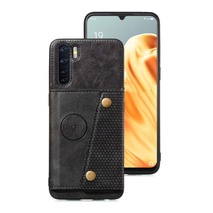 For OPPO A91 PU + TPU Shockproof Magnetic Protective Case with Card Slots