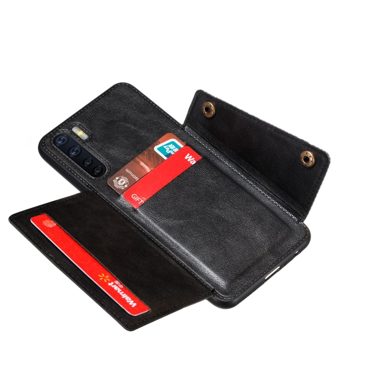 For OPPO A91 PU + TPU Shockproof Magnetic Protective Case with Card Slots