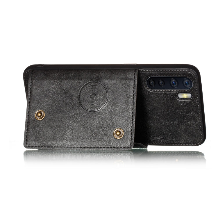 For OPPO A91 PU + TPU Shockproof Magnetic Protective Case with Card Slots