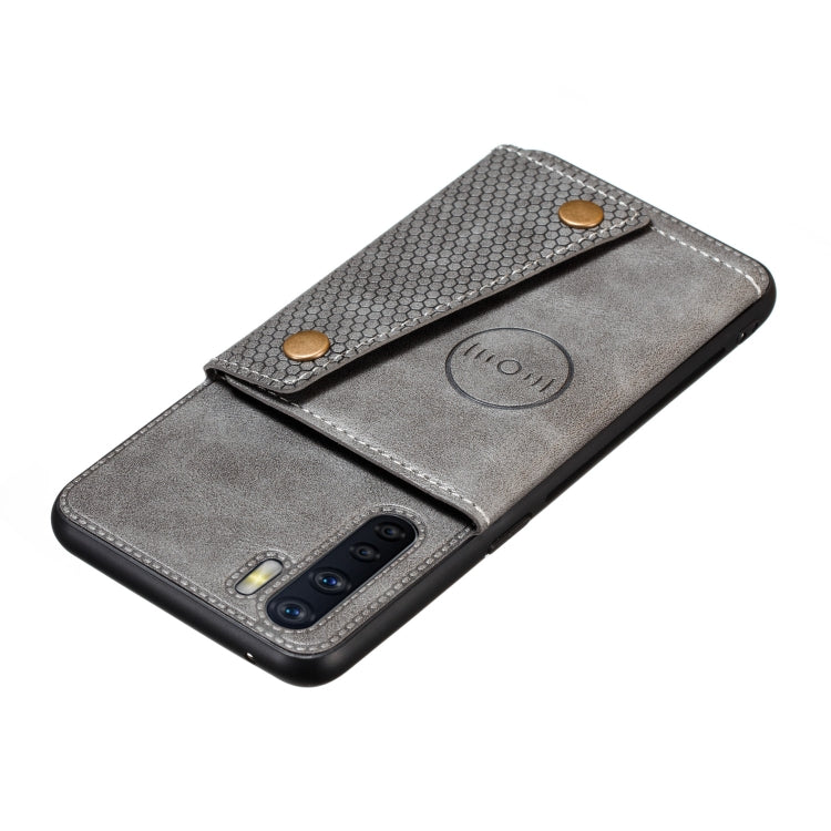 For OPPO A91 PU + TPU Shockproof Magnetic Protective Case with Card Slots