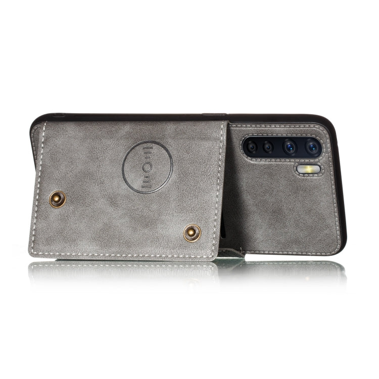 For OPPO A91 PU + TPU Shockproof Magnetic Protective Case with Card Slots