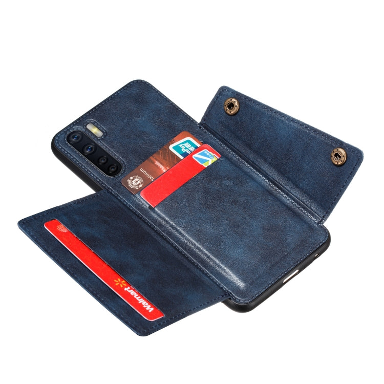 For OPPO A91 PU + TPU Shockproof Magnetic Protective Case with Card Slots