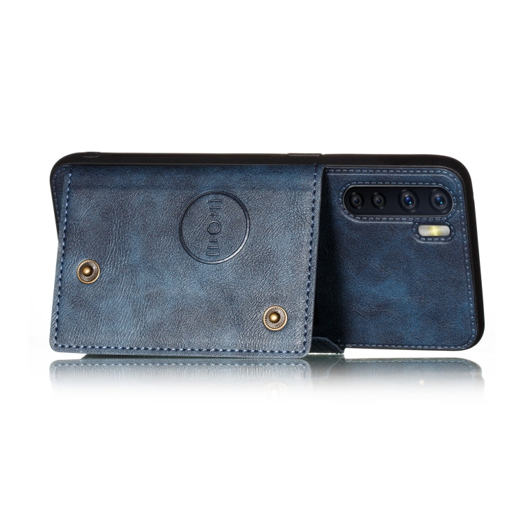 For OPPO A91 PU + TPU Shockproof Magnetic Protective Case with Card Slots