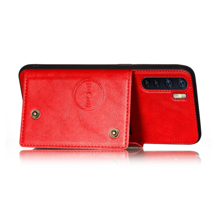 For OPPO A91 PU + TPU Shockproof Magnetic Protective Case with Card Slots