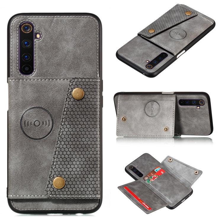 For OPPO Realme 6 Pro PU + TPU Shockproof Magnetic Protective Case with Card Slots