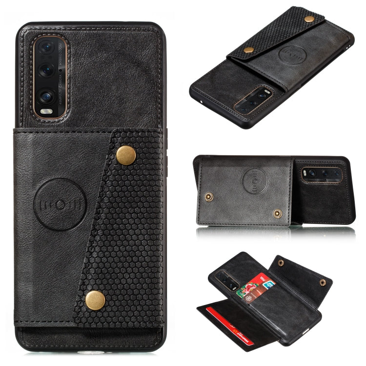 For OPPO Find X2 PU + TPU Shockproof Magnetic Protective Case with Card Slots