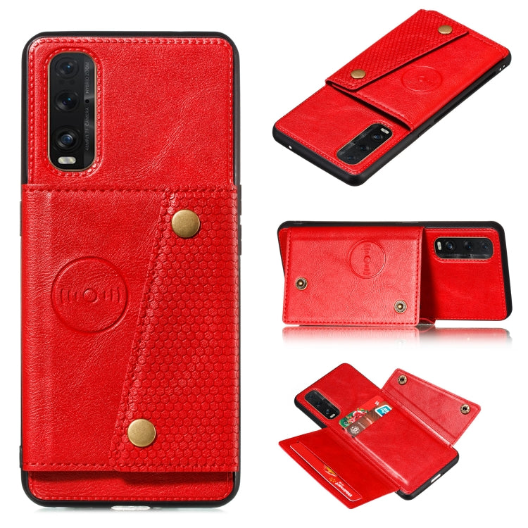For OPPO Find X2 PU + TPU Shockproof Magnetic Protective Case with Card Slots