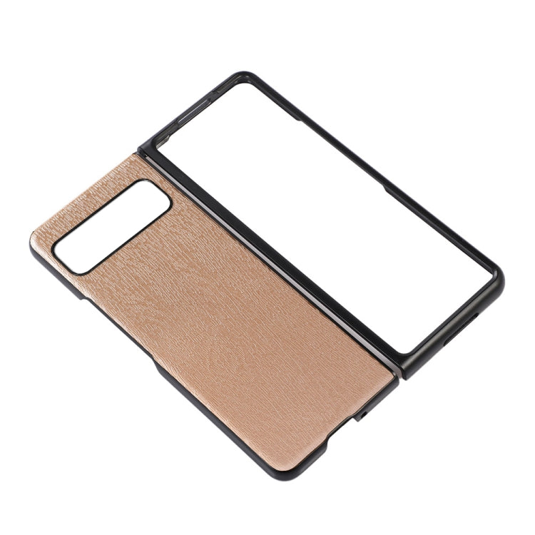 For Google Pixel Fold Wood Texture PU Phone Case