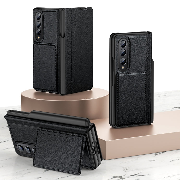 For Samsung Galaxy Z Fold4 Card Holder Phone Leather Case with Pen Slot