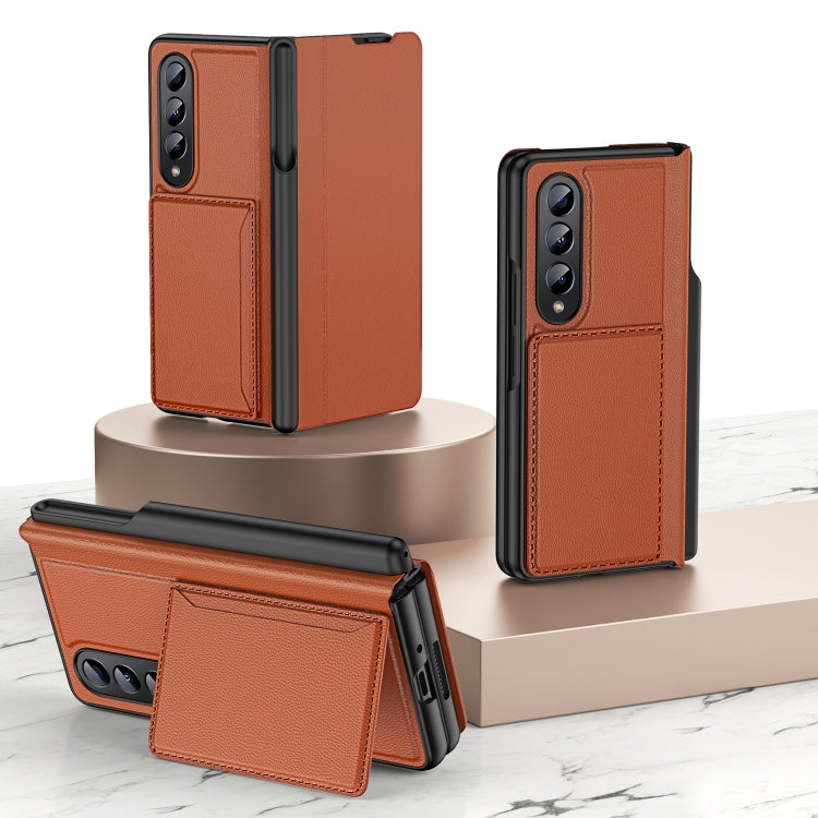 For Samsung Galaxy Z Fold4 Card Holder Phone Leather Case with Pen Slot