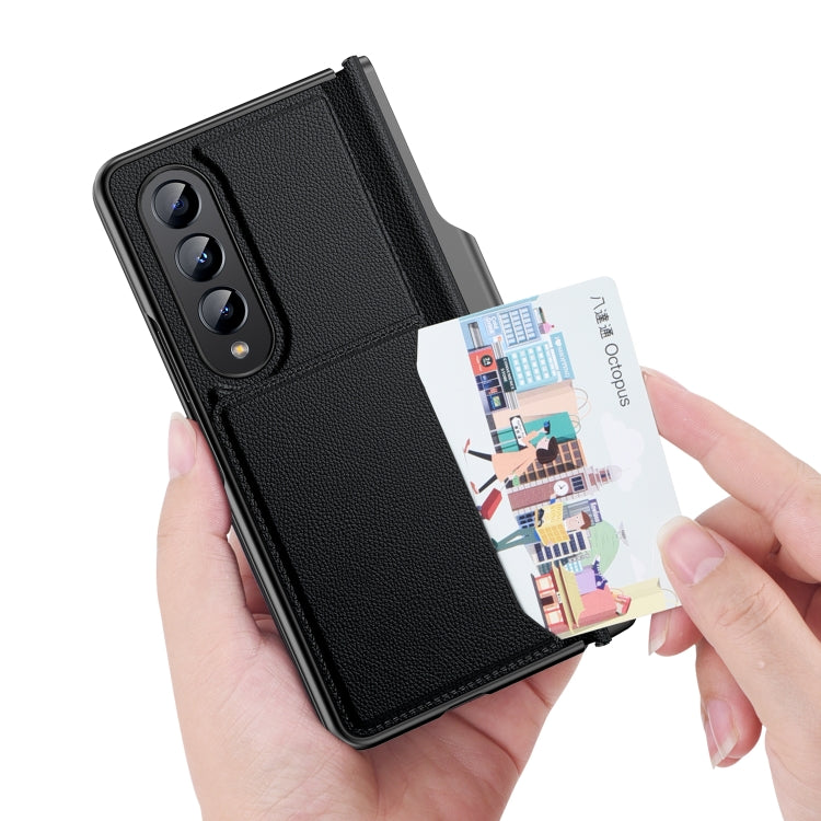 For Samsung Galaxy Z Fold4 Card Holder Phone Leather Case with Pen Slot