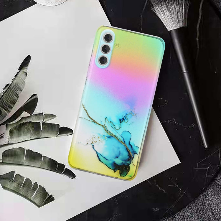 For Samsung Galaxy S23 5G Laser Marble Pattern Clear TPU Protective Phone Case