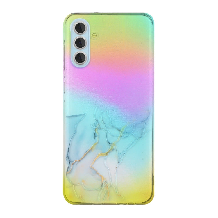 For Samsung Galaxy S23 5G Laser Marble Pattern Clear TPU Protective Phone Case