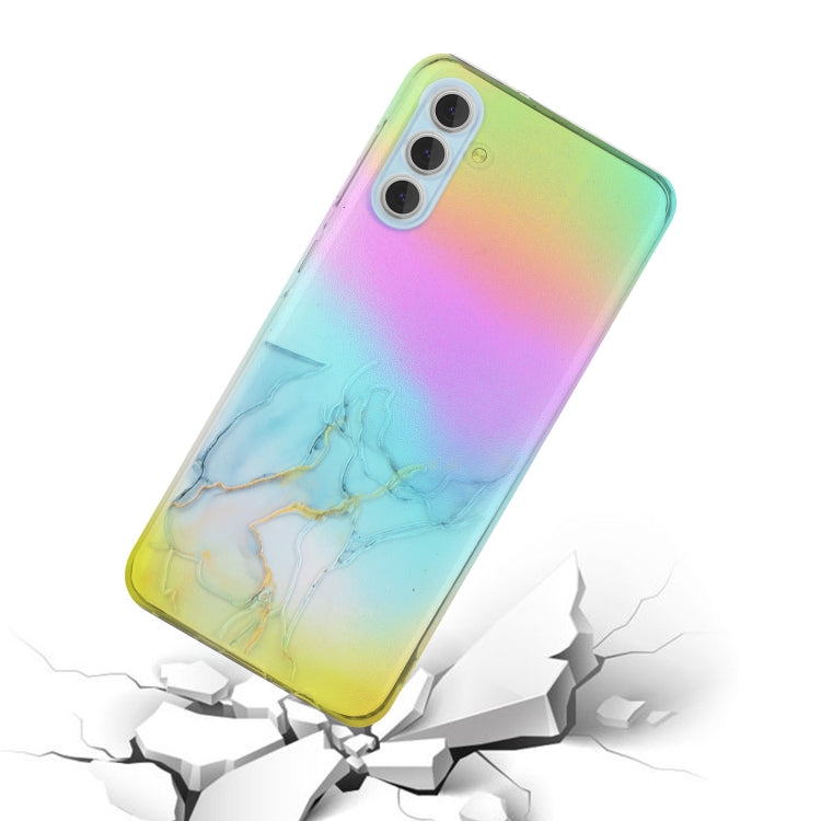 For Samsung Galaxy S23 5G Laser Marble Pattern Clear TPU Protective Phone Case