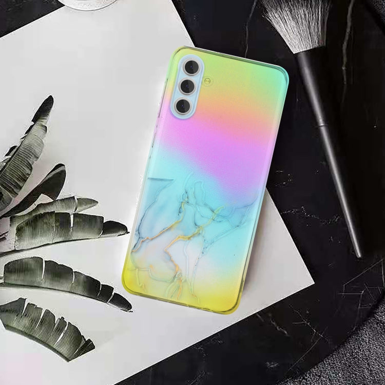 For Samsung Galaxy S23 5G Laser Marble Pattern Clear TPU Protective Phone Case