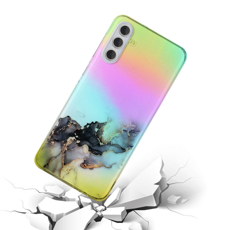 For Samsung Galaxy S23 5G Laser Marble Pattern Clear TPU Protective Phone Case