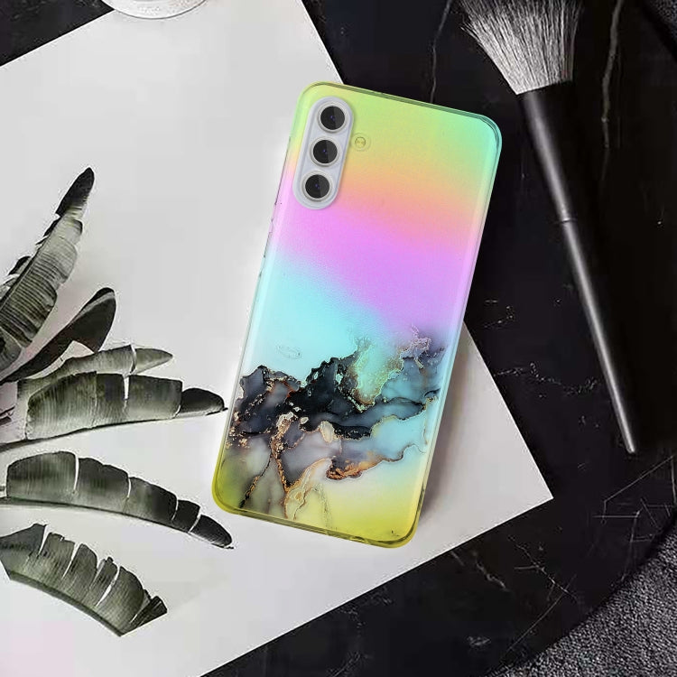 For Samsung Galaxy S23 5G Laser Marble Pattern Clear TPU Protective Phone Case