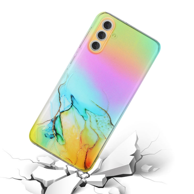 For Samsung Galaxy S23 5G Laser Marble Pattern Clear TPU Protective Phone Case
