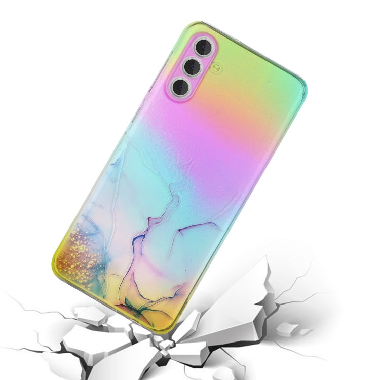For Samsung Galaxy S23 5G Laser Marble Pattern Clear TPU Protective Phone Case