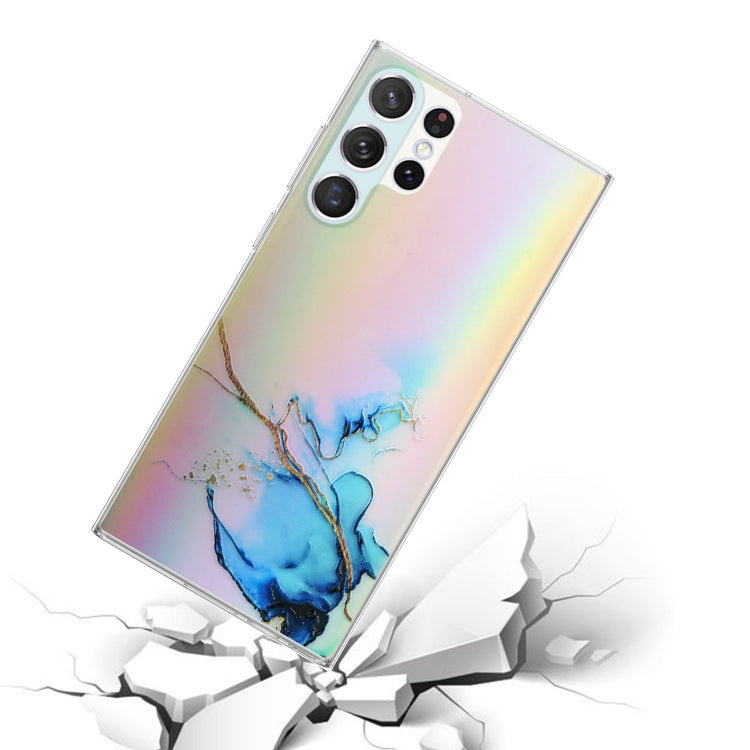 For Samsung Galaxy S23 Ultra 5G Laser Marble Pattern Clear TPU Protective Phone Case