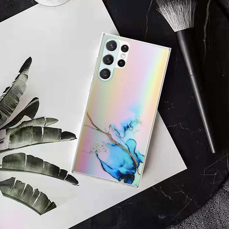 For Samsung Galaxy S23 Ultra 5G Laser Marble Pattern Clear TPU Protective Phone Case