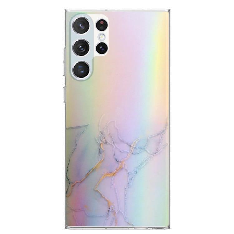 For Samsung Galaxy S23 Ultra 5G Laser Marble Pattern Clear TPU Protective Phone Case