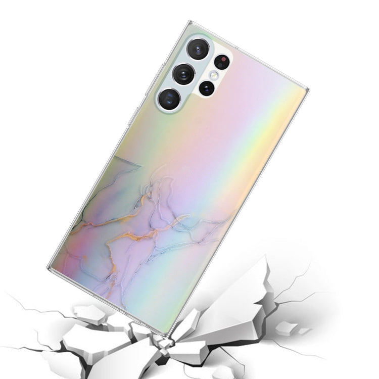 For Samsung Galaxy S23 Ultra 5G Laser Marble Pattern Clear TPU Protective Phone Case