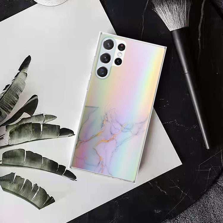 For Samsung Galaxy S23 Ultra 5G Laser Marble Pattern Clear TPU Protective Phone Case