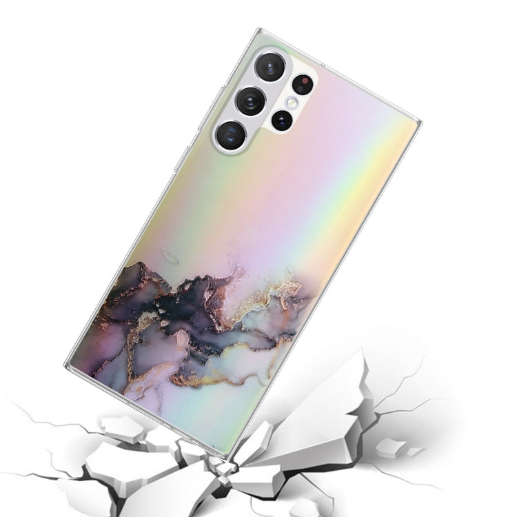 For Samsung Galaxy S23 Ultra 5G Laser Marble Pattern Clear TPU Protective Phone Case