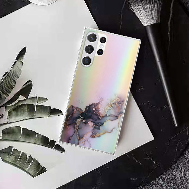 For Samsung Galaxy S23 Ultra 5G Laser Marble Pattern Clear TPU Protective Phone Case