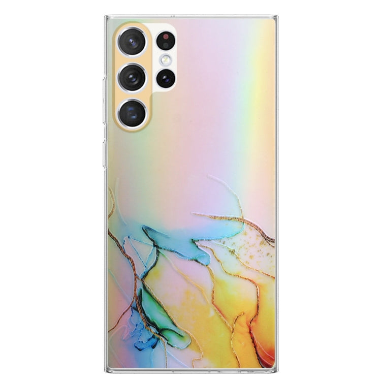 For Samsung Galaxy S23 Ultra 5G Laser Marble Pattern Clear TPU Protective Phone Case