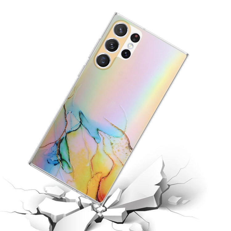 For Samsung Galaxy S23 Ultra 5G Laser Marble Pattern Clear TPU Protective Phone Case