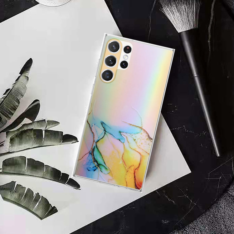For Samsung Galaxy S23 Ultra 5G Laser Marble Pattern Clear TPU Protective Phone Case