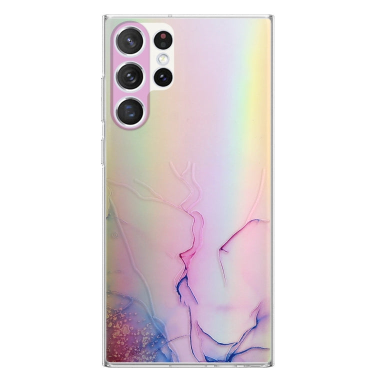 For Samsung Galaxy S23 Ultra 5G Laser Marble Pattern Clear TPU Protective Phone Case