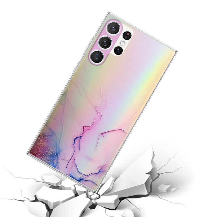 For Samsung Galaxy S23 Ultra 5G Laser Marble Pattern Clear TPU Protective Phone Case